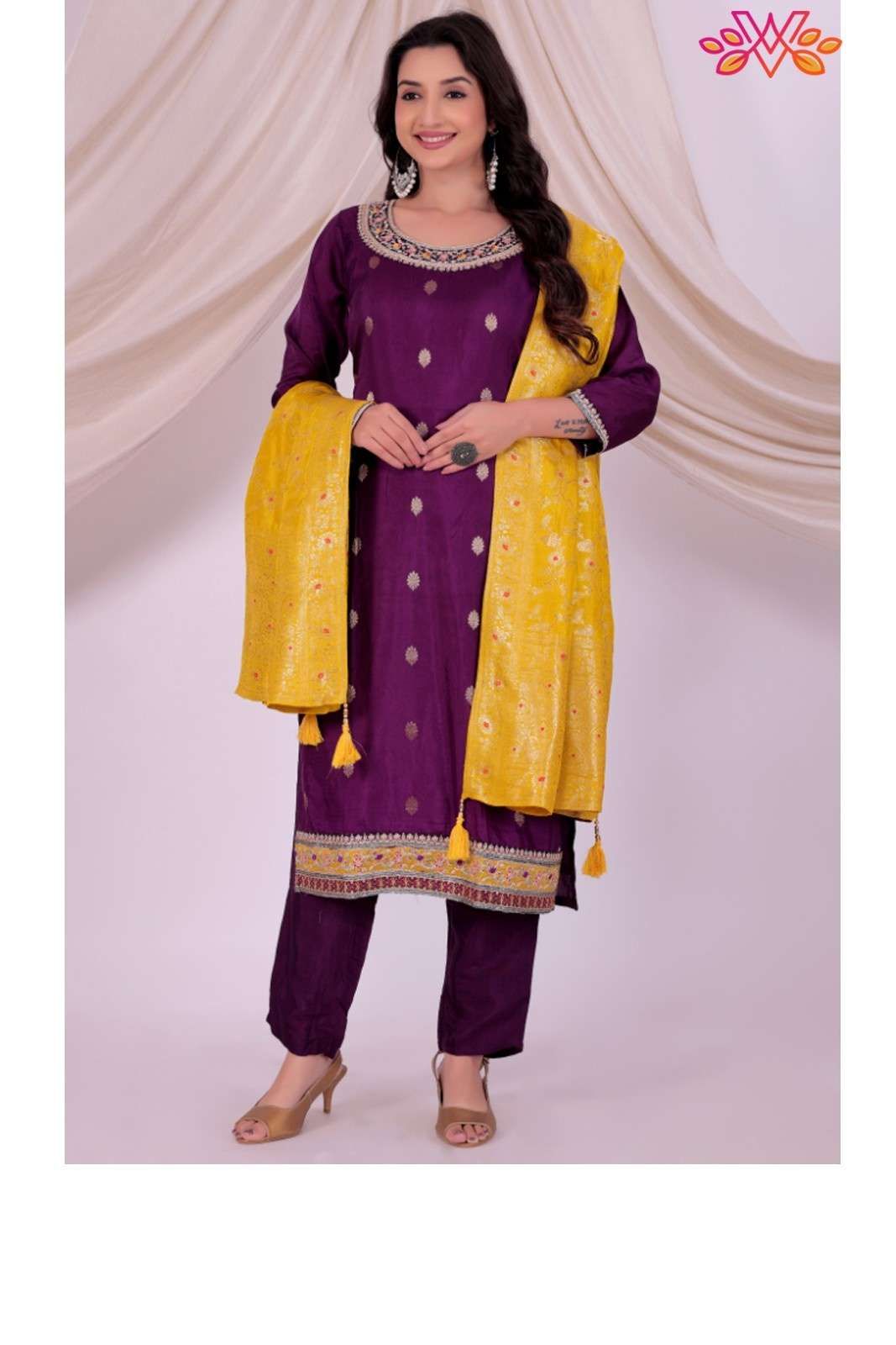 Purple Embroidered Kurta ..